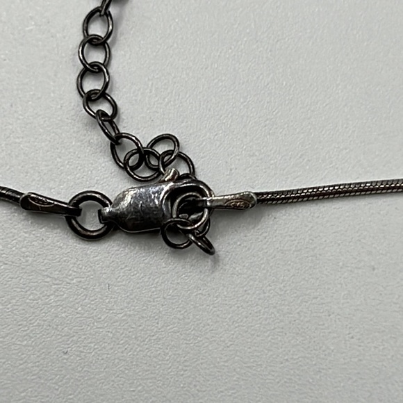 VINTAGE SILVERWORLD MEXICO MULTI GEMSTONE INLAY PENDANT ON 16” CHAIN-2” EXTENDER - Picture 4 of 7